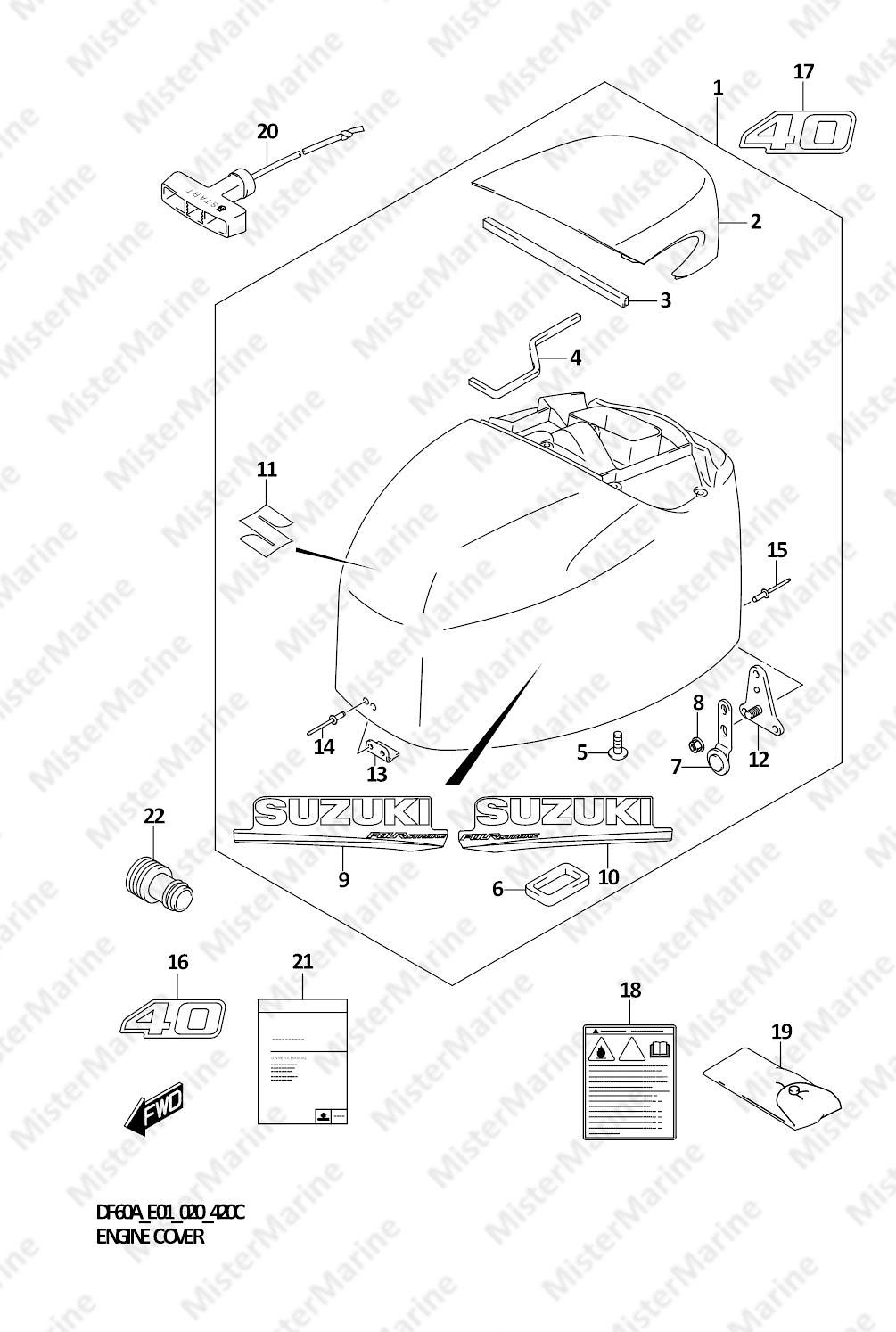 FIG.420C (2-C-9) ENGINE COVER (DF40AST E34)