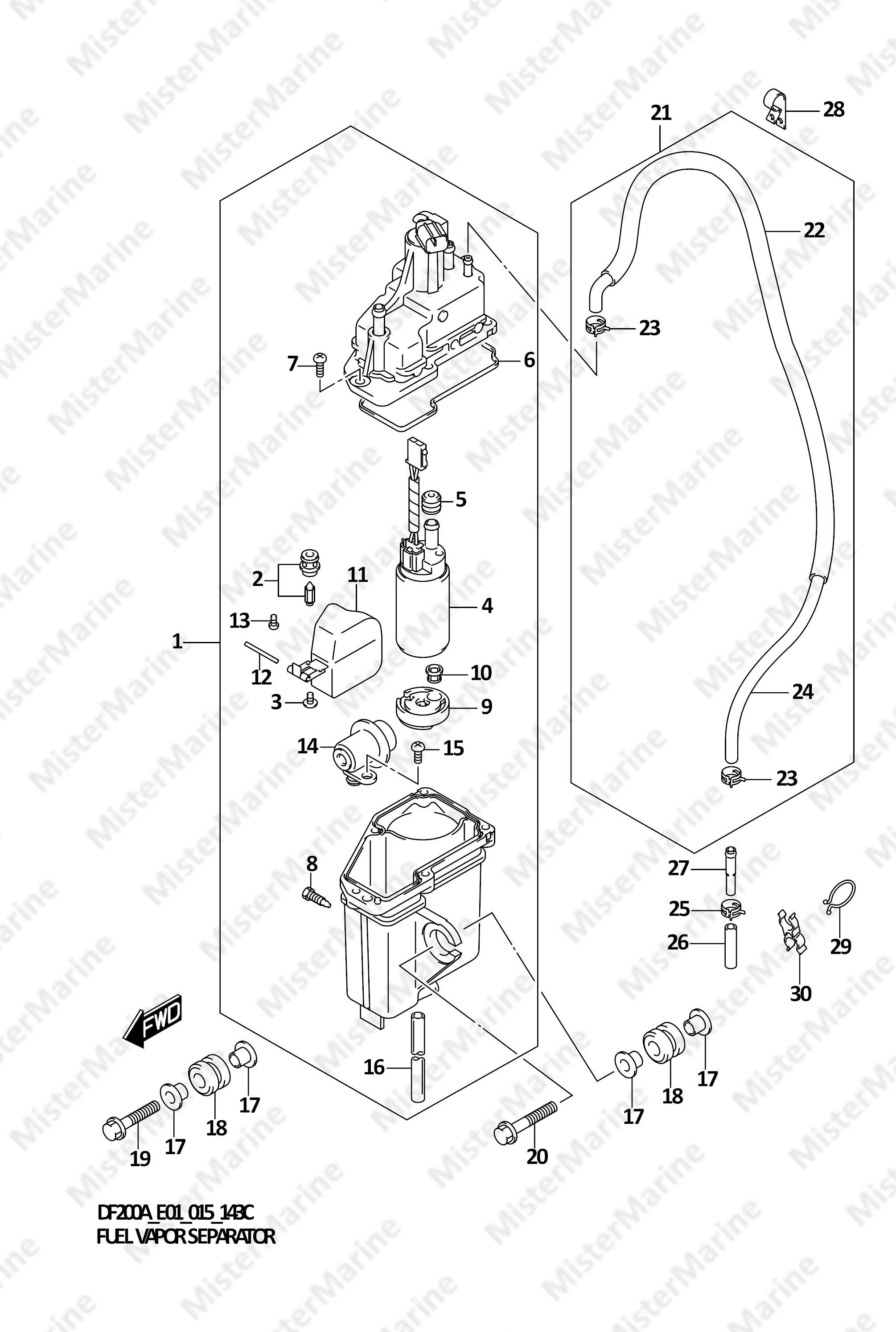 FIG.143C (1-C-3) FUEL VAPOR SEPARATOR (DF200AZ E01)