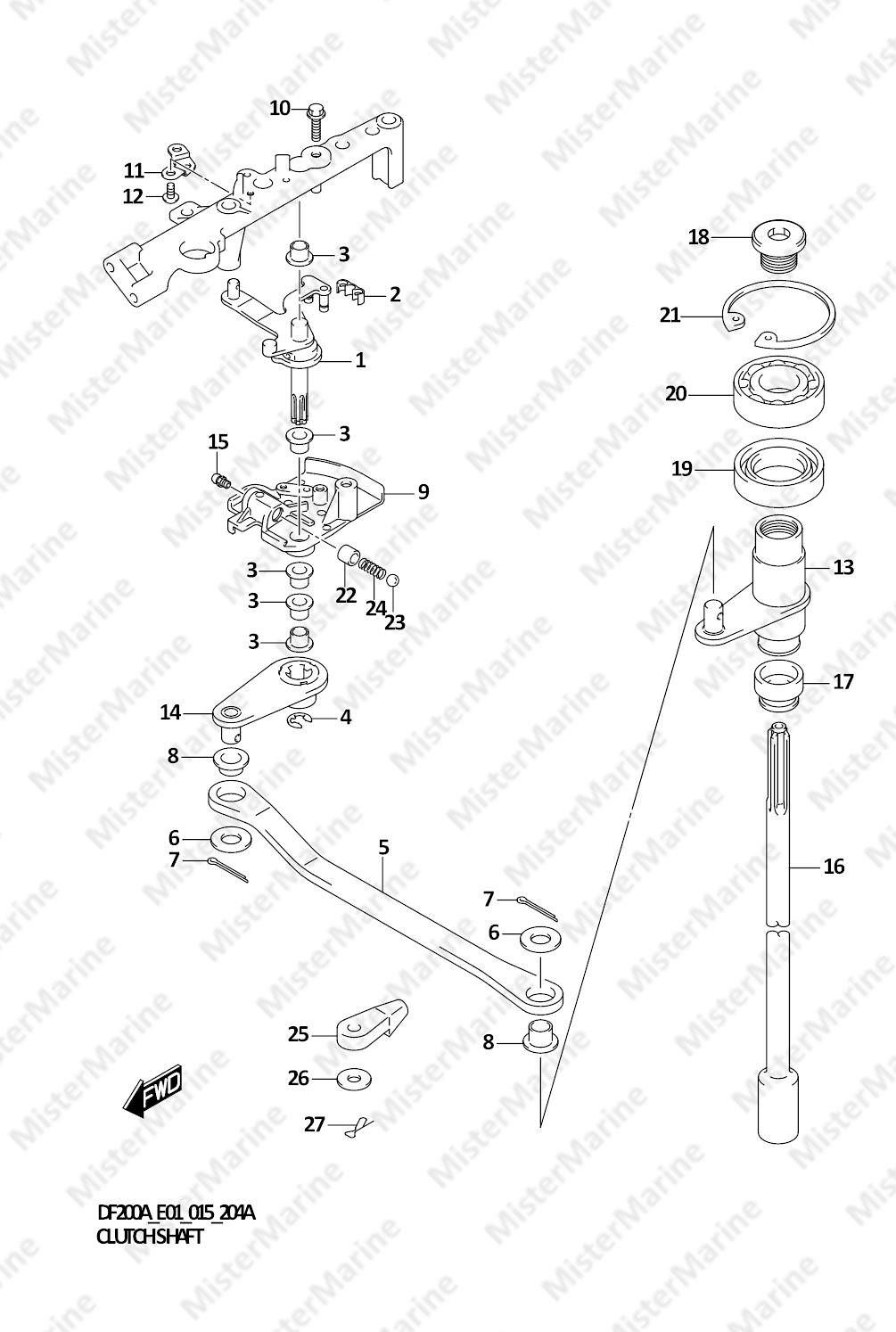 FIG.204A (1-D-12) CLUTCH SHAFT (DF200AT E01)
