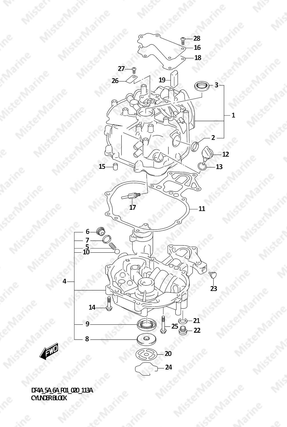 FIG.113A (1-B-3) CYLINDER BLOCK